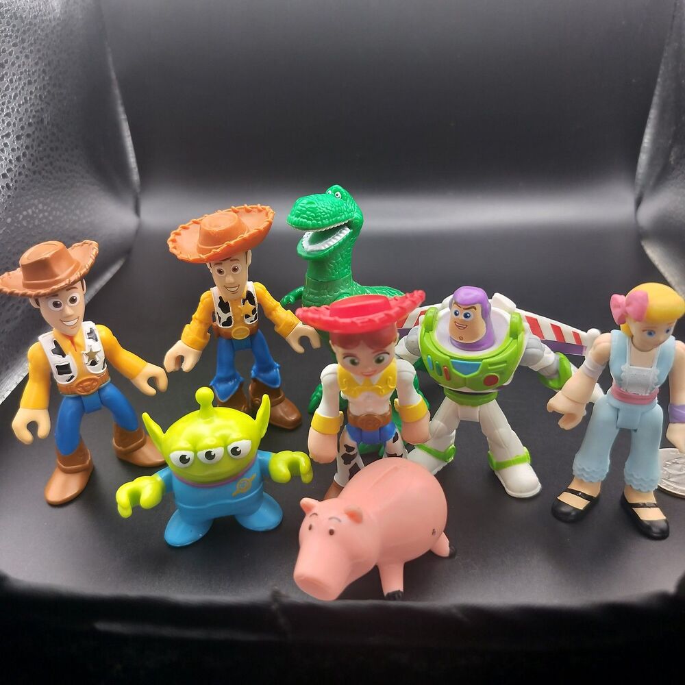 Toy Story Action Figures Lot 8pc Woody Buzz Jessie Rex Alien Hamm Mattel